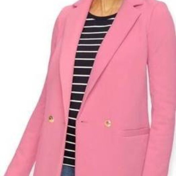 Talbots pink double knit gold button crest emblem double breasted blazer - Picture 9 of 11